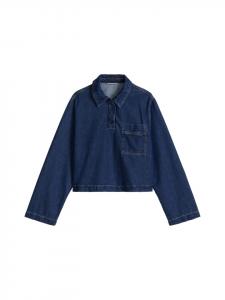 Marc O'Polo DENIM Джинсовая рубашка-поло оверсайз темно-синего цвета