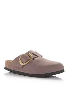 Женские сабо Boston с большой пряжкой из нубуковой кожи Birkenstock, фиолетовый