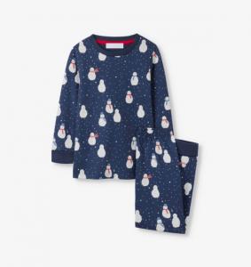 Пижама облегающего кроя из органического хлопка с принтом «Снеговик» для детей от 1 до 6 лет The Little White Company, синий