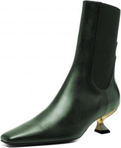 Женские ботильоны Pazzion с квадратным носком, металлическим каблуком, эластичными вставками по бокам, низким каблуком-«котенком». Удобные ботинки на каждый день, для работы и официальных мероприятий, размеры 4-16 US, Green