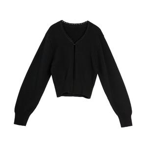 ELLE Кардиган женский черный V-образный вырез умеренной длины
