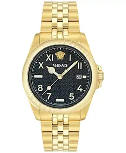 Мужские наручные часы Swiss Anteo с браслетом из нержавеющей стали с золотым ионным покрытием, 41 мм Versace