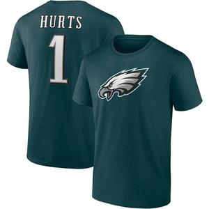 Мужская футболка Fanatics Jalen Hurts Midnight Green Philadelphia Eagles со значком игрока, цвет Eag Green