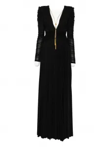 Длинное платье с плиссировкой и цепочками Elisabetta Franchi, черный