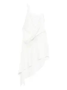 Асимметричное мини-платье из кружева Alex Perry, белый