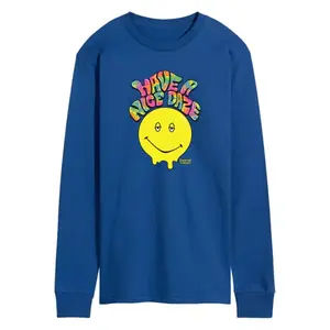 Мужская футболка с длинным рукавом "Dazed and Confused" и принтом в виде улыбающегося смайлика Licensed Character, цвет royal blue