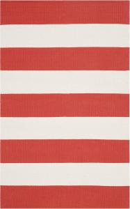 Ковер SAFAVIEH, 69 x 153 см, Montauk Collection, Rust & Ivory, ручной работы, плоское плетение из хлопка, тканая текстура, фермерский полосатый узор, идеально для прихожей, входной двери, ванной комнаты (MTK712L)