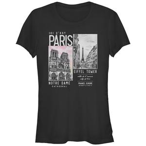 Футболка с изображением достопримечательностей Парижа для юниоров, черный