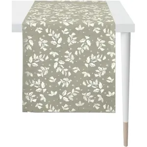 Скатерть-раннер 3625 Christmas Elegance, жаккардовая ткань, рождественский декор, Рождество с блестящими нитями Apelt, Taupe/silberfarben