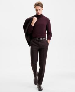 Мужские клетчатые брюки современного кроя Hugo Boss, Burgundy