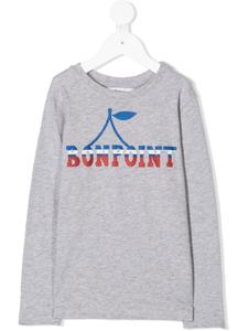 Bonpoint футболка с логотипом и блестками, серый
