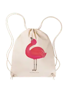 Спортивная сумка Mr & Mrs Panda Sportbeutel Flamingo Stolz ohne Spruch, кремовый