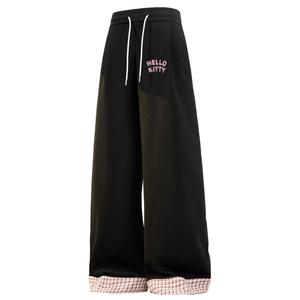 Хэлло Китти Хэлло Китти SS25 повседневные брюки унисекс колор блок карман Sanrio, черный