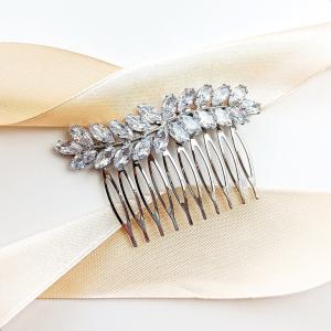 Kokonet, Свадебный гребень, серебро с листьями, элегантный блестящий, 1 шт