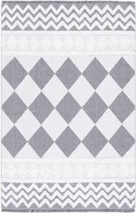 Ковер SAFAVIEH, 244 x 305 см, - коллекция Augustine - большой - цвета ivory и grey, хлопковый дизайн в стиле бохо с деревенской бахромой, легкая чистка, идеально для гостиной, спальни, офиса, столовой (AGT722F)