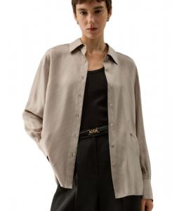 Женская шелковая рубашка в тонкую полоску оверсайз LILYSILK, Marron stripe