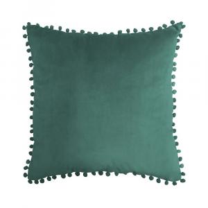 Бархатная декоративная подушка с помпоном Harper Lane, цвет Dust Teal