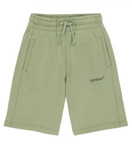 Шорты из хлопкового джерси с логотипом Off-White, зеленый