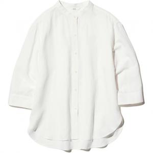 UNIQLO Рубашка женская Stand Collar Moderate цвета ivory