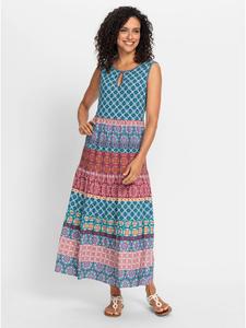 WITT WEIDEN Многоярусное платье джинсово-синего цвета с вишневым принтом