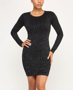 Детское облегающее платье-свитер из люрекса с анималистическим принтом BCX, Black/Silver