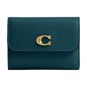 COACH Мини-кошелёк из телячьей кожи для женщин в морской зелени