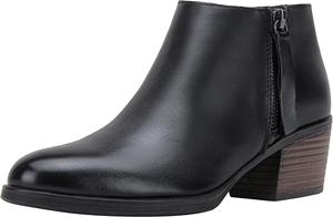 Женские кожаные ботильоны Vepose, низкий каблук, короткие ботинки с молнией, Short Boots-9002L-Black