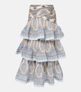 Юбка макси с плиссировкой в узор пейсли Zimmermann, Blue Paisley