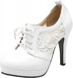 Женские ботильоны LUXMAX на шнуровке с высоким каблуком и платформой, White