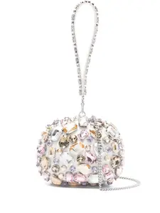 Мини-клатч с украшением из кристаллов Self-Portrait, белый