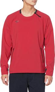 Мужская тренировочная футболка Mizuno 32MCA553 Tech Shield с круглым вырезом и длинными рукавами, ветрозащитная, эластичная, водоотталкивающая, красный