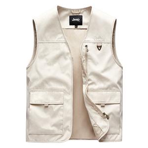 Жилет Unisex Lapel Moderate Workwear Jeep, экрю