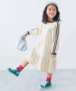 Платье с оборками по низу, кружевной отделкой по бокам, длинными рукавами, детская одежда для девочек, 100% хлопок, весна/лето 2016 Devirock, цвет Ivory