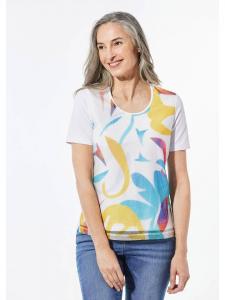 GOLDNER Короткий размер: Футболка с круглым вырезом белого цвета с узором