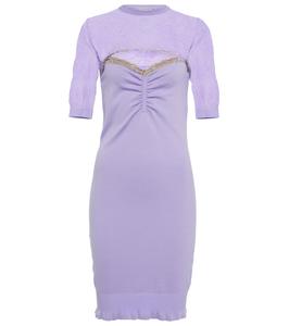 Мини-платье из натуральной шерсти с вырезом Stella McCartney, Lilac