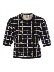 Двубортный топ в клетку Elisabetta Franchi, черный