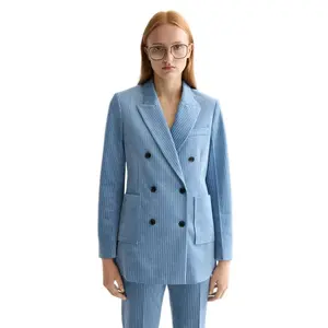 Двубортный блейзер из вельвета Scotch & Soda, синий