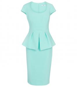 Платье-миди Sasha crêpe peplum Safiyaa, Turquoise