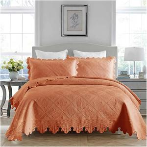 YUSIWOAL Комплект постельного белья из хлопка со стеганым покрывалом и роскошной вышивкой