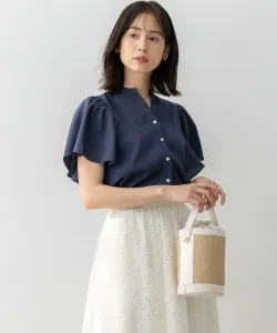 Винтажная блузка-скиппер из жоржета Suite, цвет Navy [075]