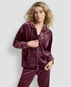 Женская худи Platinum Velour с логотипом из страз на всю длину молнии Dkny, красный
