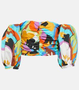 Принтованный кроп-топ с открытыми плечами Etro