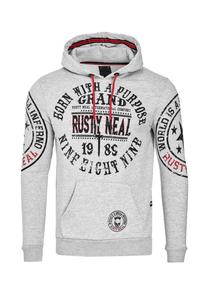 Худи с классными брендовыми принтами RUSTY NEAL, серый
