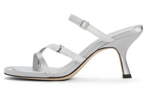 Сланцы на композитной подошве 7,7 см Женские Серебристый/Тёмный джинсовый синий/Чёрный Текстурированные CHARLES&KEITH, Чёрные Текстурированные