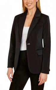 Однопуговичный атласный блейзер в черном цвете DOLCE CABO