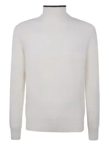 Ажурный свитер с высоким воротом Zegna, белый
