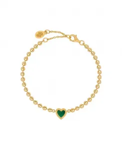 Браслет из малахитового сердца «Благословение любви» Karma And Luck, gold/green