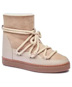 Женские зимние ботинки Inuikii на шнуровке, бежевый