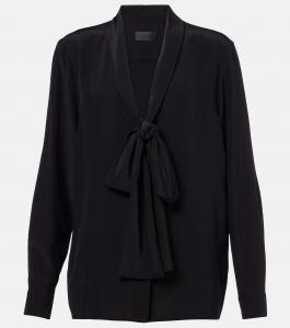 Анжелика шелковая блуза с бантом Nili Lotan, черный