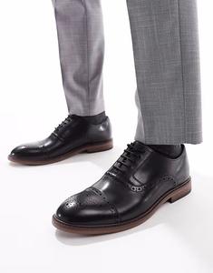 schuh Raven броги на шнуровке из черной кожи